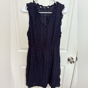 Collective Concepts Navy Blue Heart Print Ruffle Mini Dress